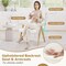 Beige Sherpa Fabric Accent Chair with Wood Arms and Backrest Comfy Lounge Chair for Modern Homes